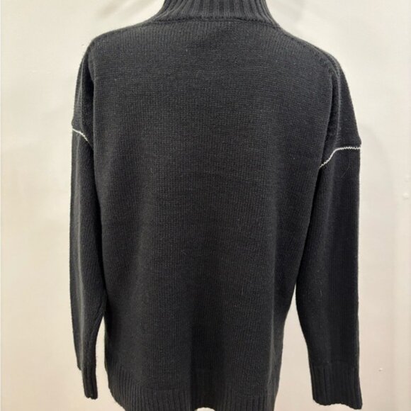 DKNY Black Turtleneck Sweater with White Logo - Picture 3 of 9